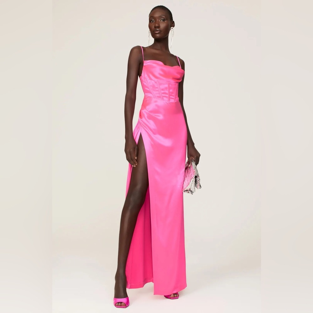 Retrofete Size XS Rosa Dress  Hyper Pink Gown Satin
